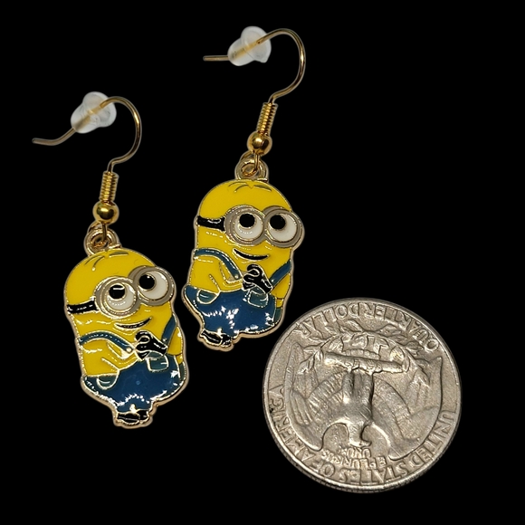 Vintage Yellow and Blue Character Earrings - Picture 3 of 3